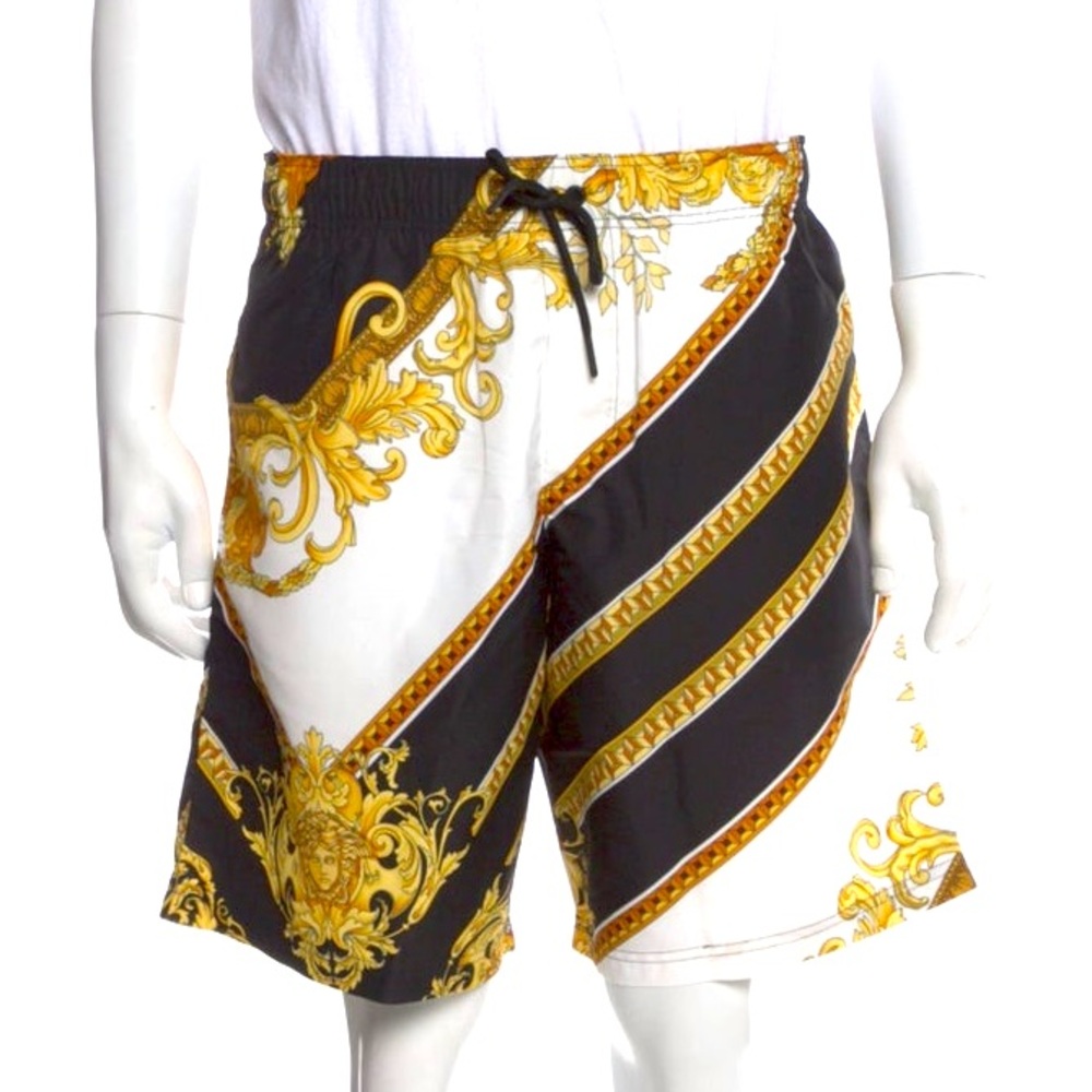 Versace men’s baroque barocco logo monogram printed swim trunks shorts NEW